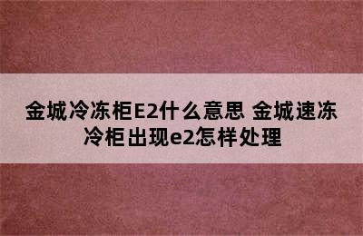 金城冷冻柜E2什么意思 金城速冻冷柜出现e2怎样处理